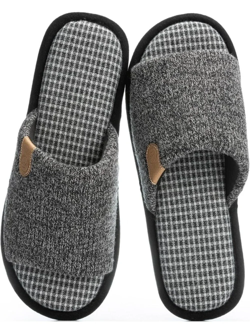 Men's Black Cozy Memory Foam Slippers Indoor Outdoor Slip On House Shoes